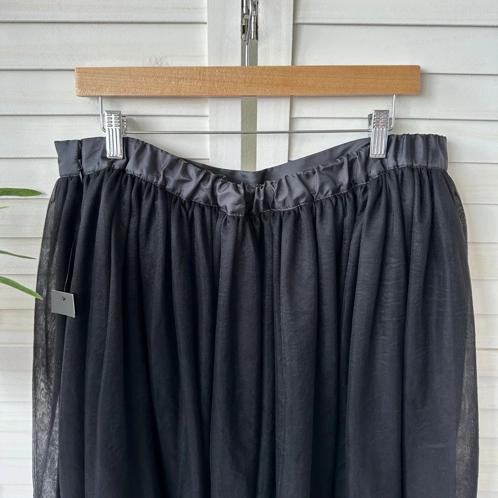 New Eloquii Studio‎ Black Tulle Skirt Elastic Waist Midi Lined Party Size 16